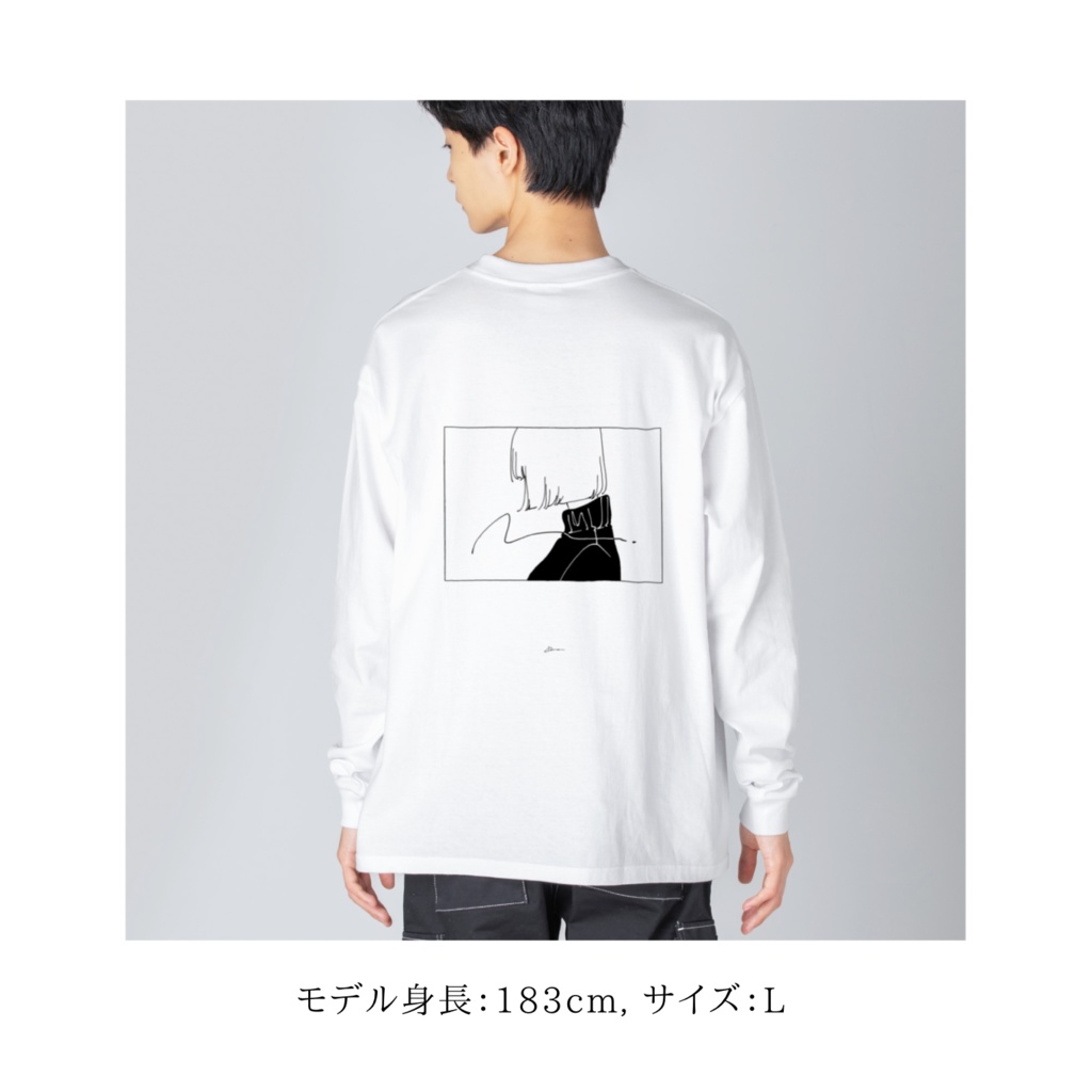 girl-B【ビッグシルエットTシャツ】ホワイト/アッシュブルー(裏面のみ)