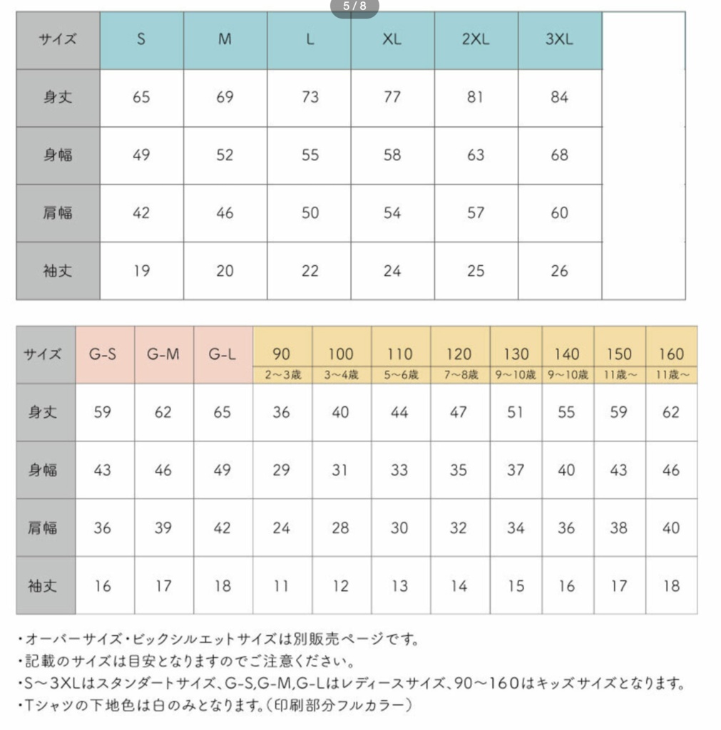 レギュラーサイズTシャツ