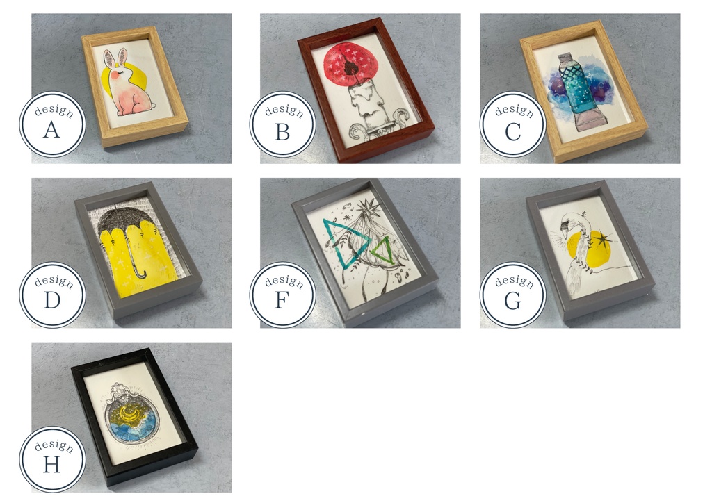 額付き・ミニ原画(小さい名刺サイズ)・1点もの