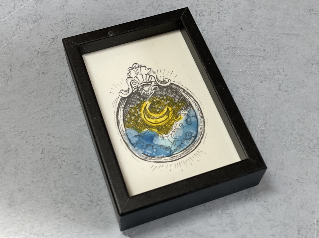 額付き・ミニ原画(小さい名刺サイズ)・1点もの