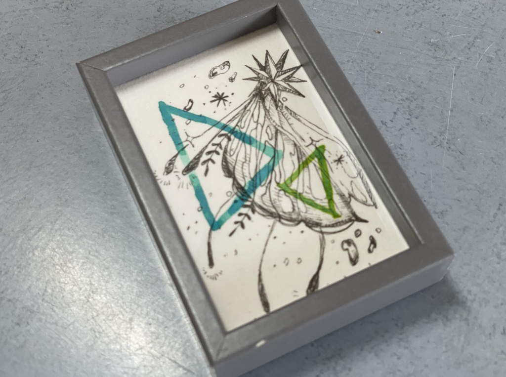 額付き・ミニ原画(小さい名刺サイズ)・1点もの