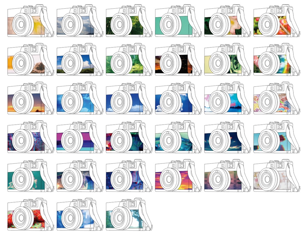 マットなレトロカメラ型の写真シール