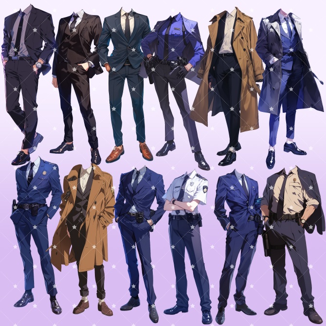 【立ち絵素材】立ち絵制作用素材(警察官・刑事)