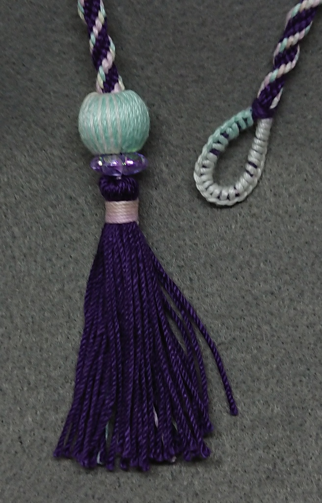 スパイラル組紐・ミサンガ(胡蝶しのぶさんカラー)