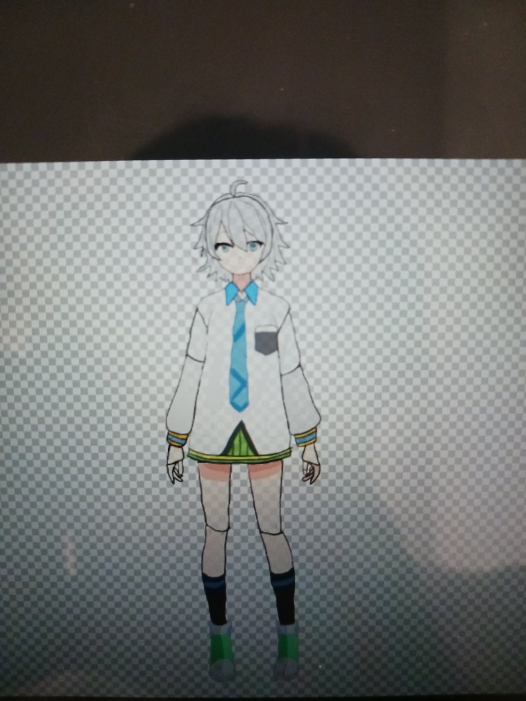 【VTuber立ち絵素材】中性的キャラクター「灰音(はいね)」/オッドアイ×パーカー 全身立ち絵(背景透過PNG)