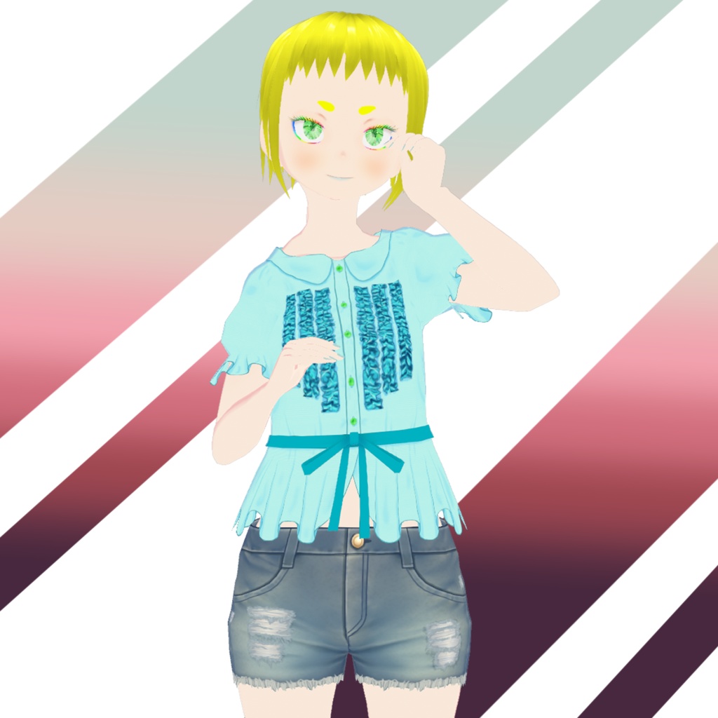 【#Vroid】Raidちゃん用フリルブラウス