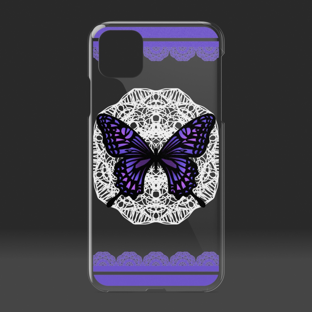クリアiPhoneケース - 紫蝶 -