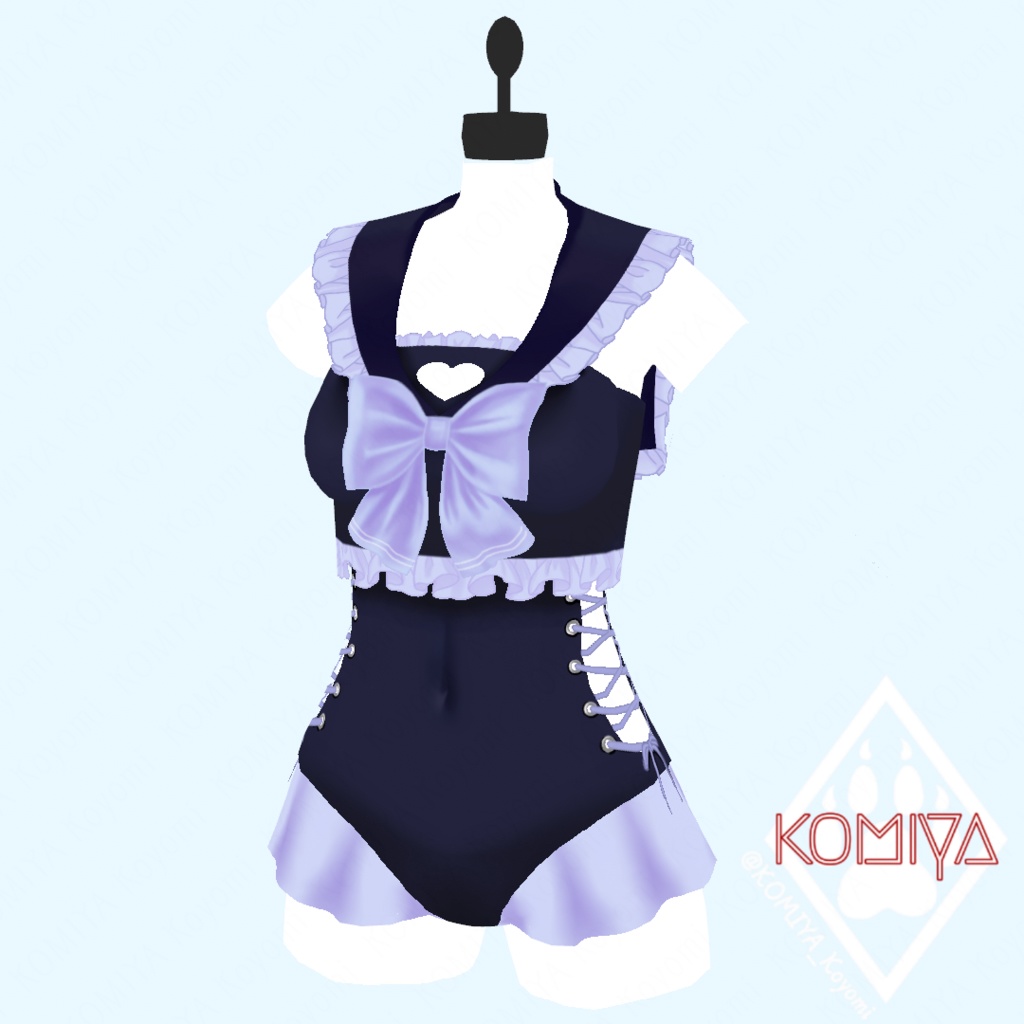 【VRoid衣装/XWear】セーラーフリル水着(3色セット/単品あり)