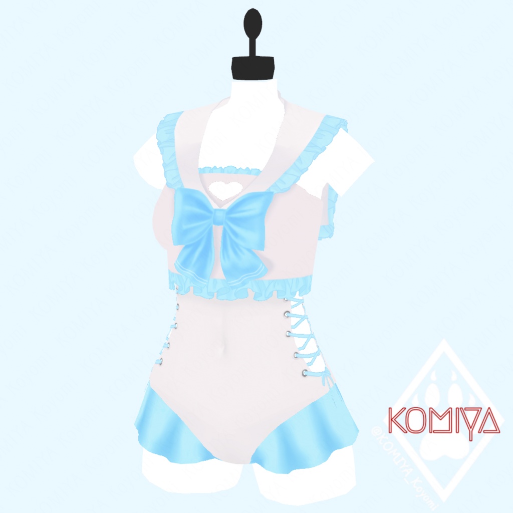【VRoid衣装/XWear】セーラーフリル水着(3色セット/単品あり)