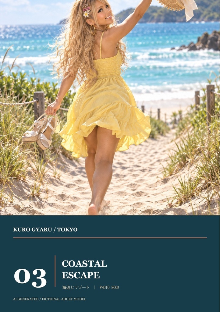黒ギャル写真集「KURO GYARU / TOKYO 03 - COASTAL ESCAPE」【AI生成・30ページPDF版】