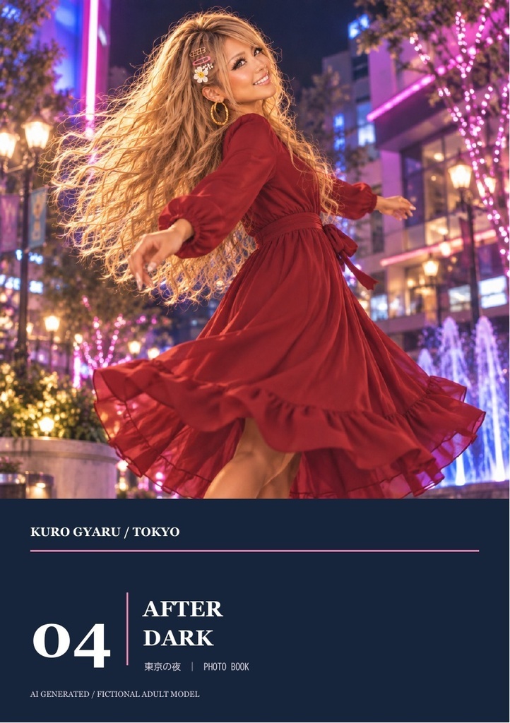 黒ギャル写真集「KURO GYARU / TOKYO 04 - AFTER DARK」【AI生成・30ページPDF版】