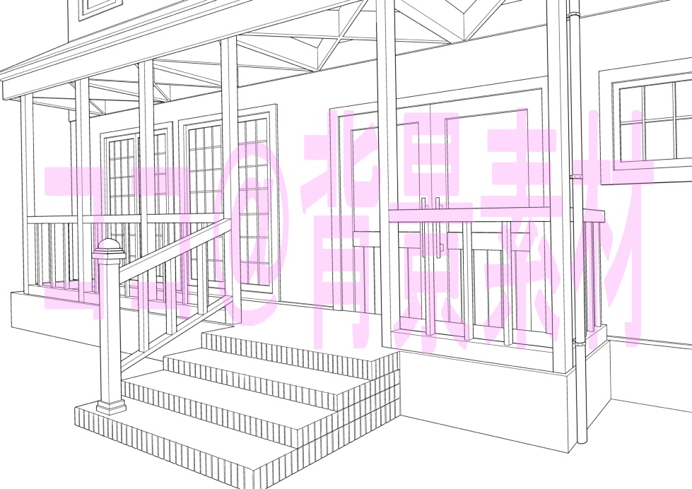 背景線画「カフェ3外観」