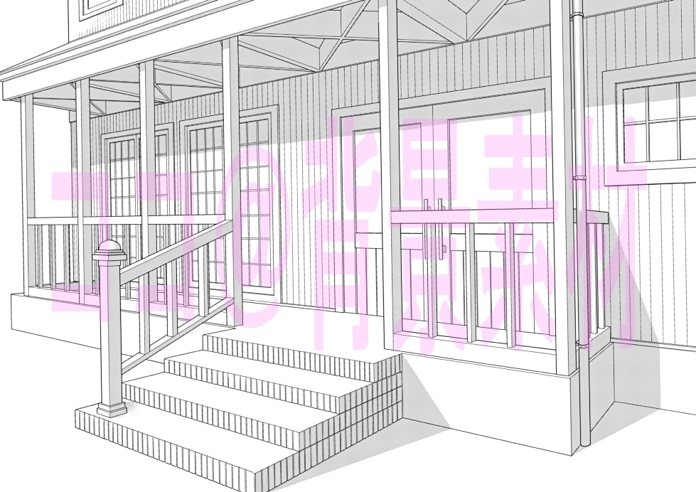 背景線画「カフェ3外観」