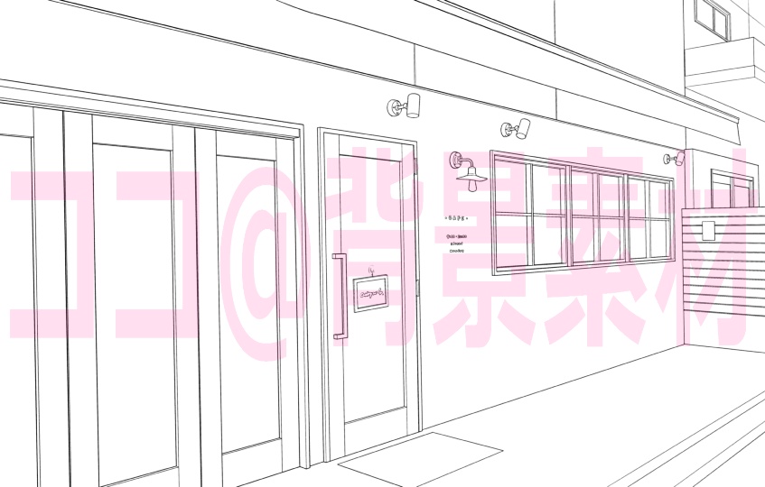 背景線画「カフェ7外観」
