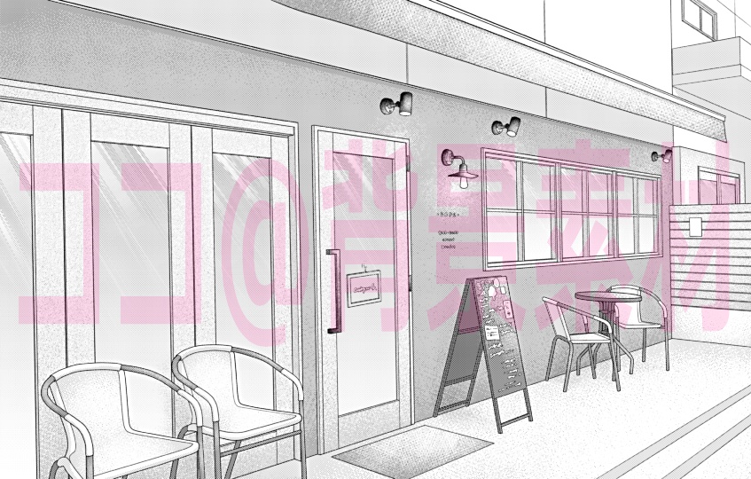 背景線画「カフェ7外観」