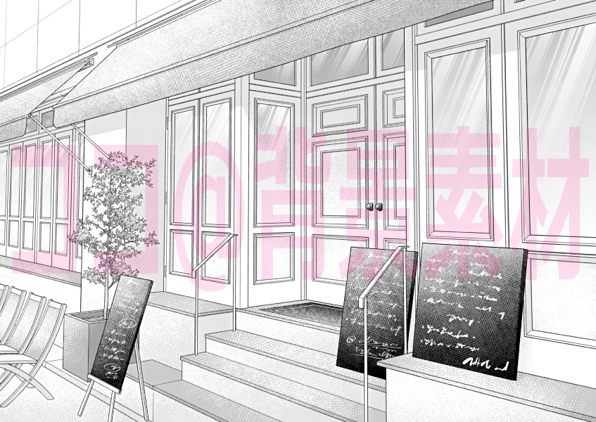 背景線画「カフェ8外観」