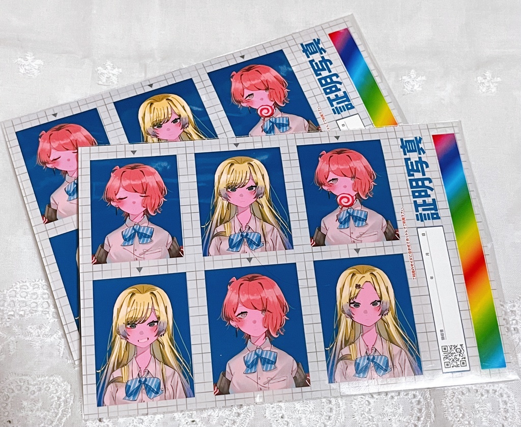 れなひびちゃん証明写真ステッカー