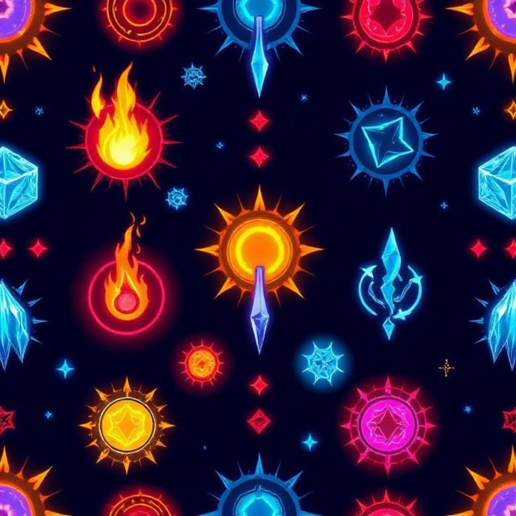 ゲームアイテム柄シームレスDigital paper8パターン