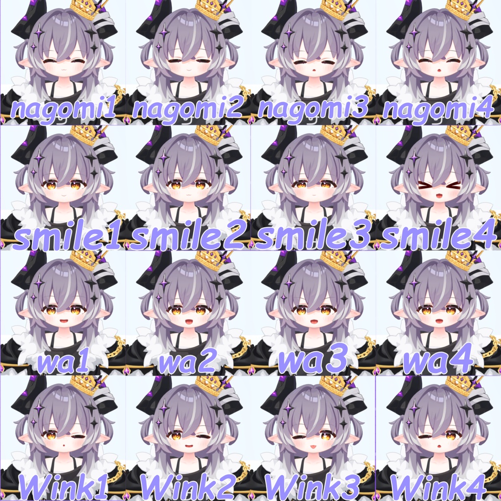 【メルヴィ】メルヴィちゃんたれめっ!表情セット45種類+支援版15種類!【Melvii】
