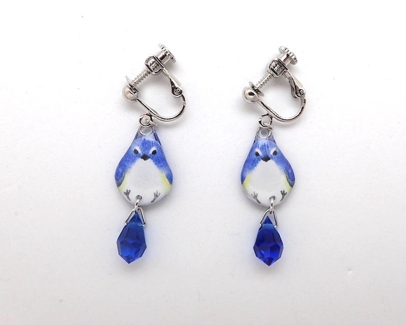 【イヤリング】ルリビタキ