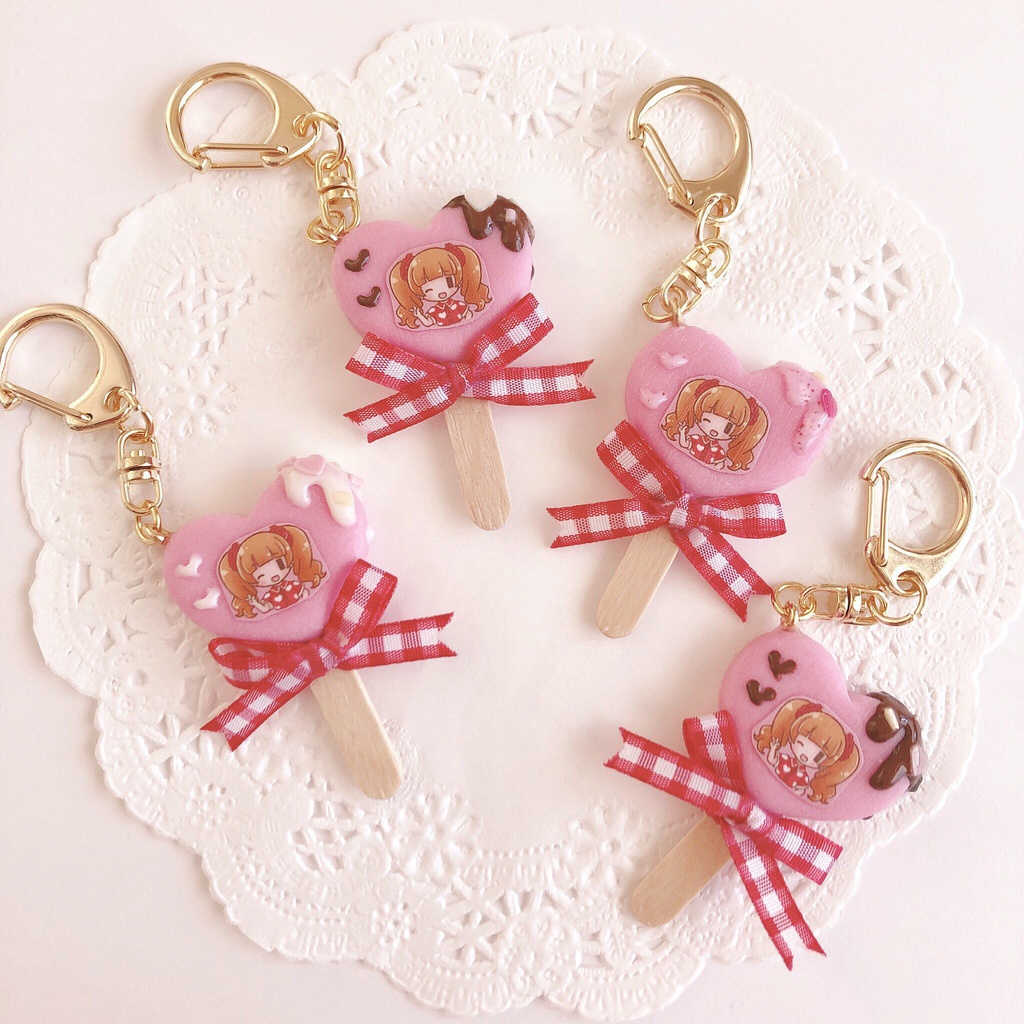 えみる&ルールー♡ハートアイスバーキーホルダー