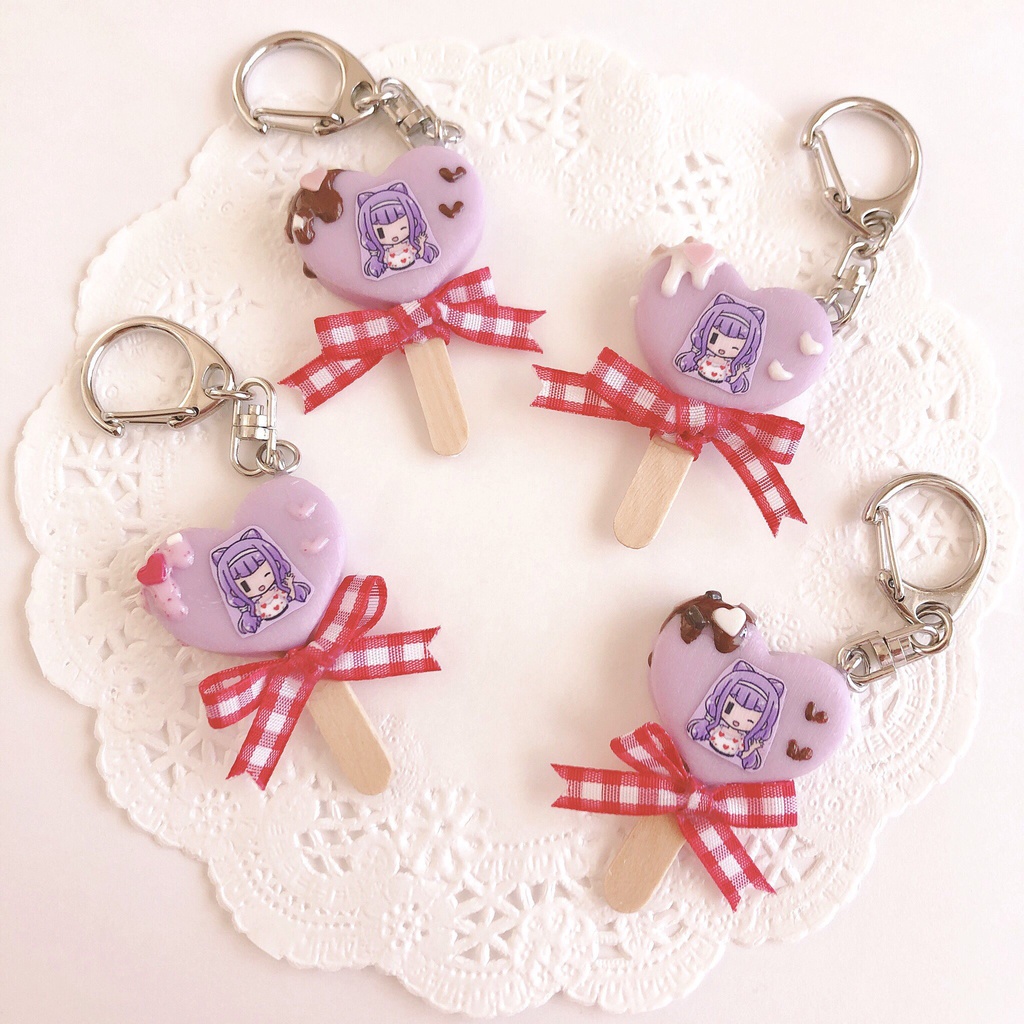 えみる&ルールー♡ハートアイスバーキーホルダー