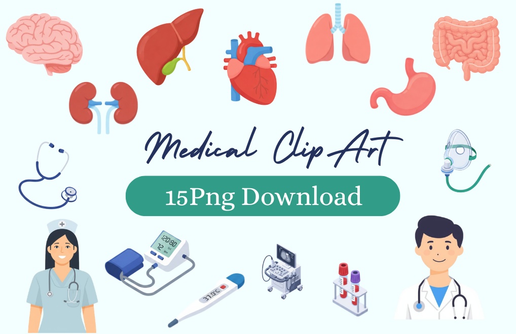 【医療素材】シンプル線画|医療クリップアート15点セット