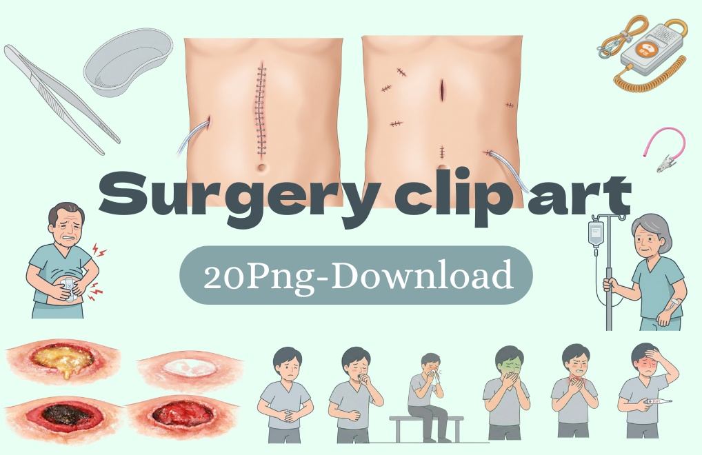【医療素材】外科系のシンプルで使いやすい医療クリップアートセット