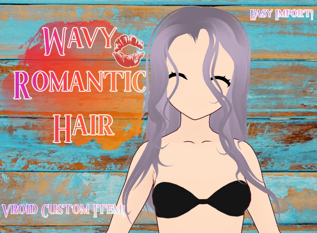 Wavy Romantic Hair | Vroid Custom Item! | Beautifully Rigged!