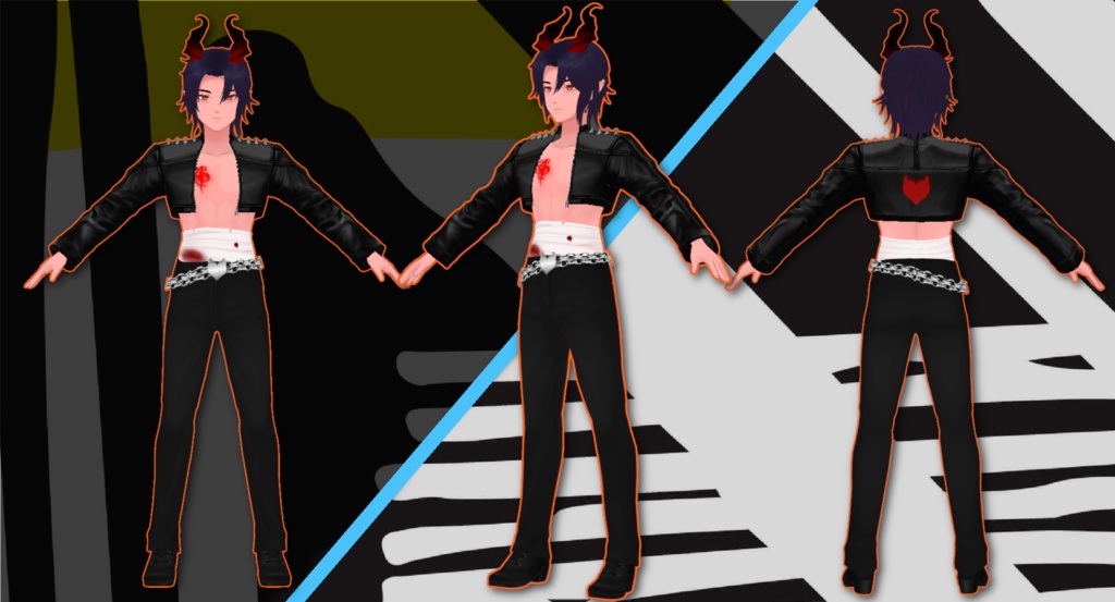 Vtubing Ready Demon Guy / Tiefling / Incubus model! **ADVANCED FACIAL TRACKING** Unique design, Artistic Character Portrait!