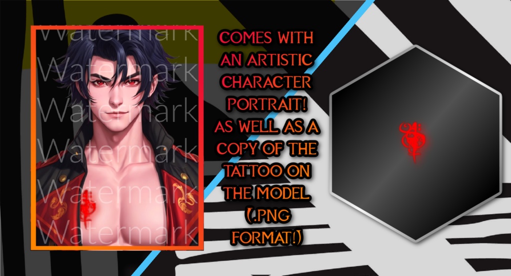 Vtubing Ready Demon Guy / Tiefling / Incubus model! **ADVANCED FACIAL TRACKING** Unique design, Artistic Character Portrait!