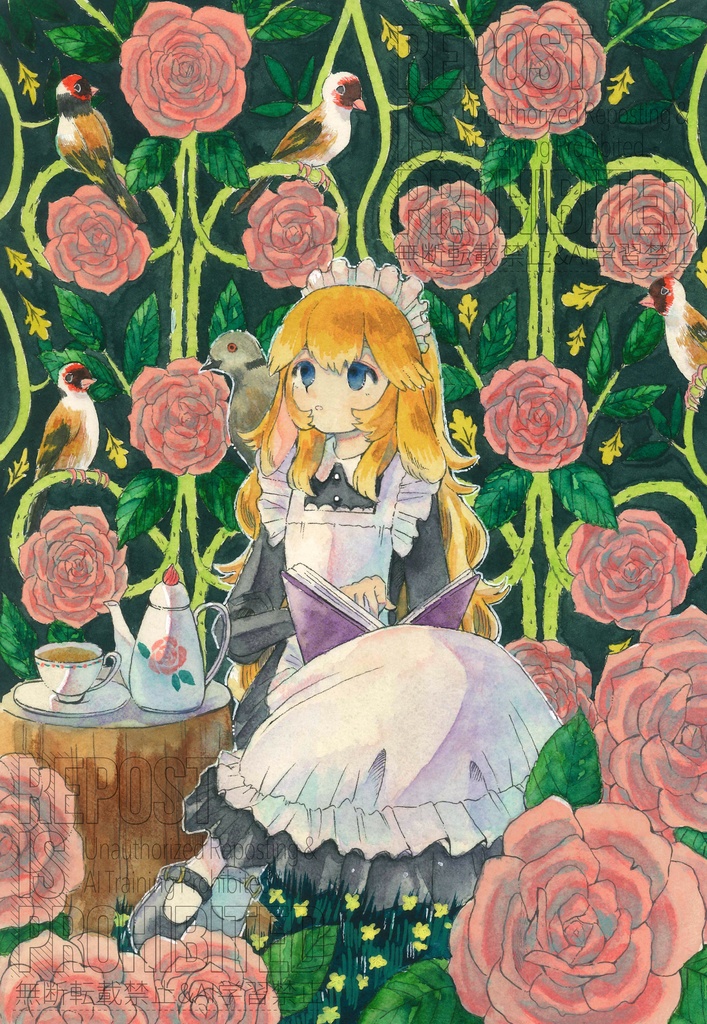 読書タイム［額装原画］