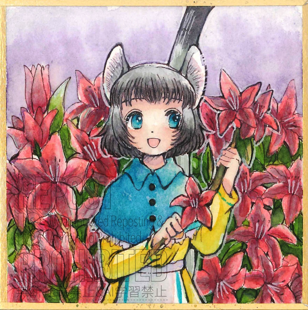 チンチラちゃんドローイング［色紙原画］