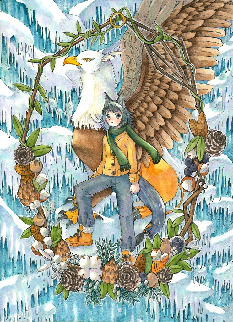 雪の川道［フレームレス原画］