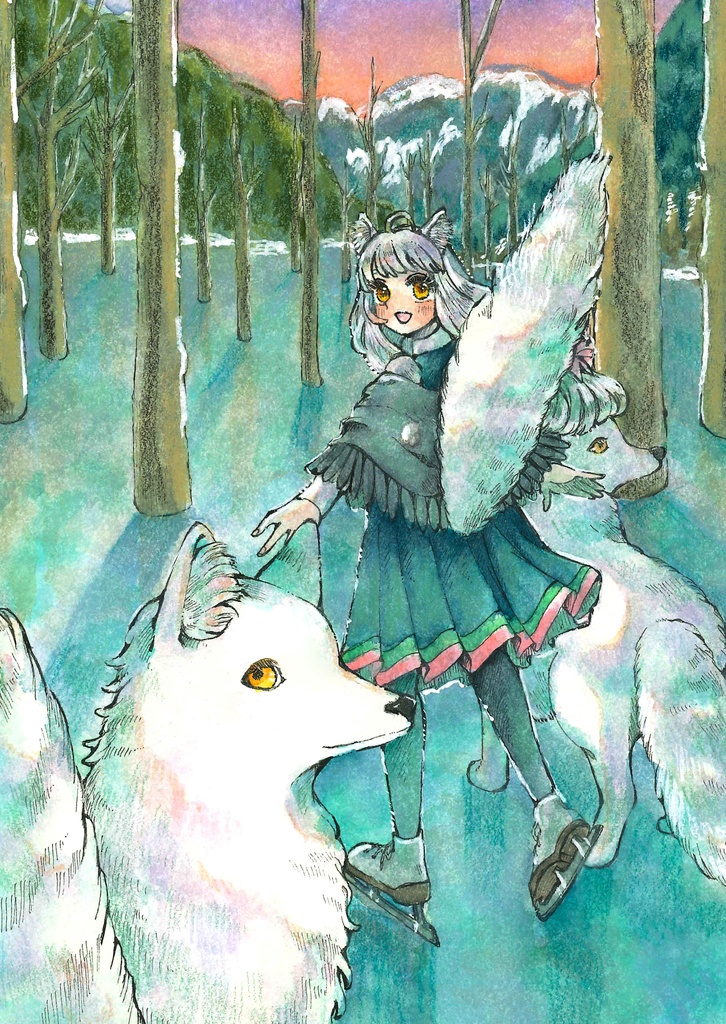 スケート日和［額装原画］