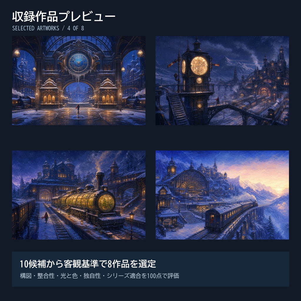 雪夜の終着駅、八つの別れ|幻想ミニ画集(PDF+JPG8点)
