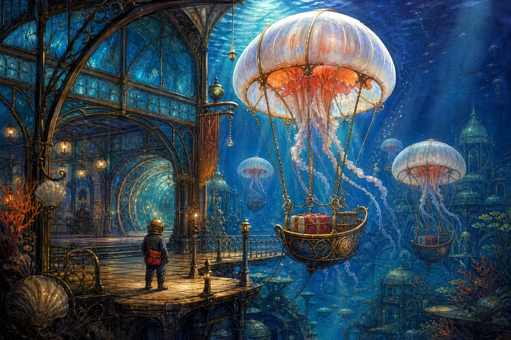 海底郵便局、八通の手紙|幻想ミニ画集(PDF+JPG8点)