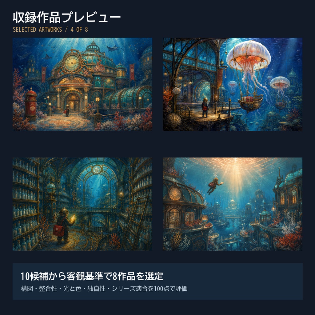 海底郵便局、八通の手紙|幻想ミニ画集(PDF+JPG8点)