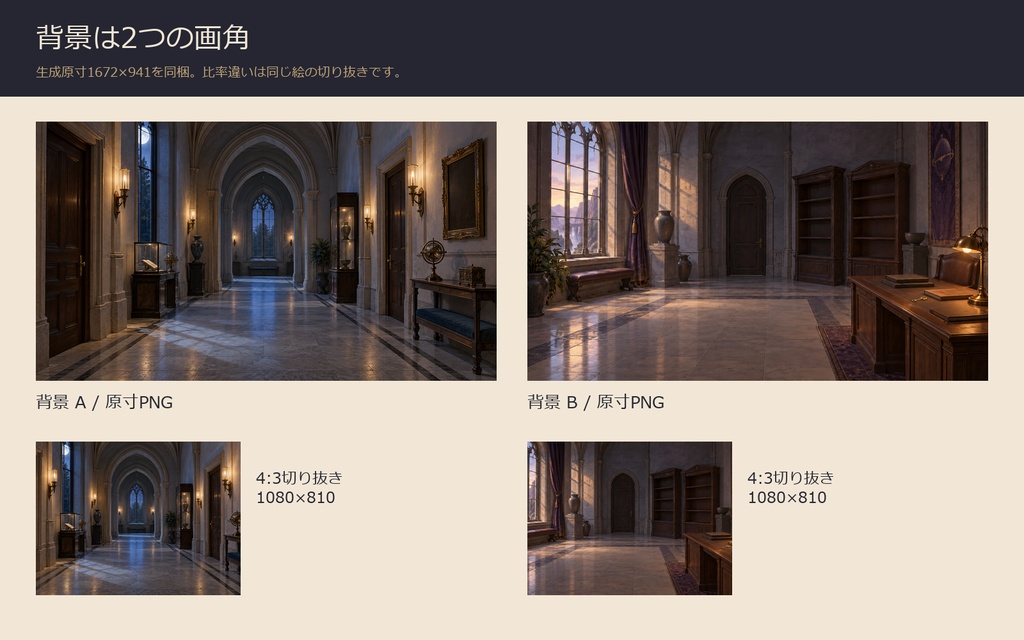 【AI背景+TRPG素材】黒曜回廊の鍵|背景2景・人数別盤面・透過PNG・編集SVG