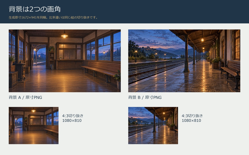 【AI背景+TRPG素材】終電待合所の記録|背景2景・人数別盤面・透過PNG・編集SVG