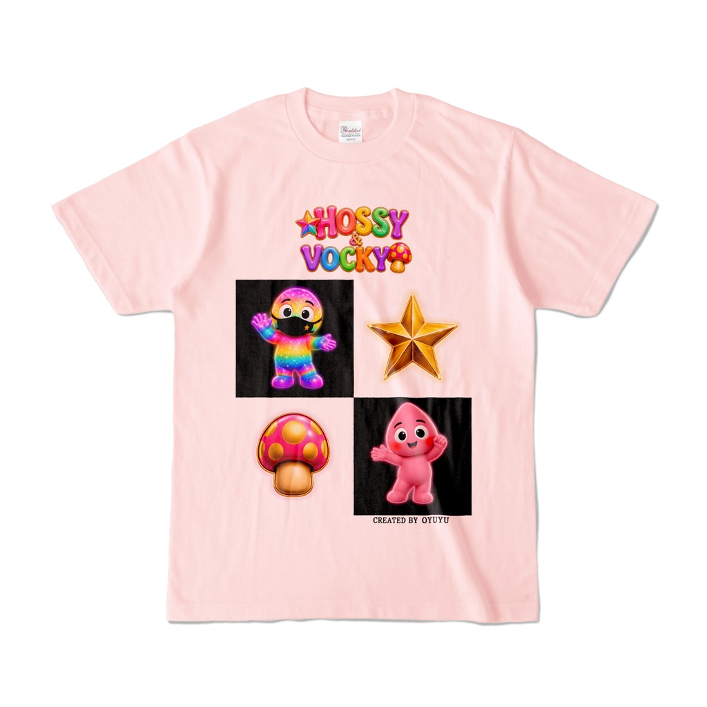 みにほっしー &ヴォッキー スクエアTシャツ/レディース・白