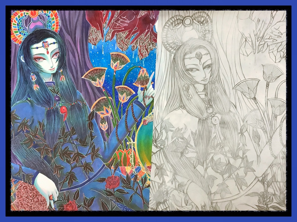 【オリジナル原画】静黙の黒夜天 眞咲静夜