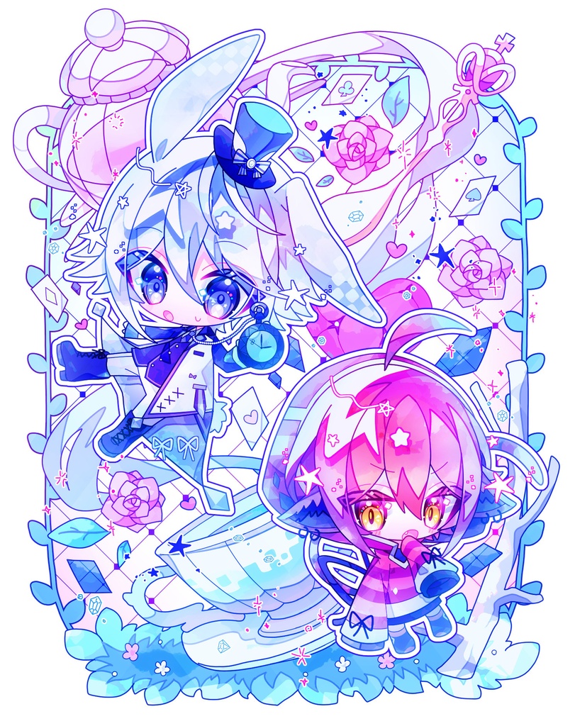 シロウサギとチェシャ(パネル)