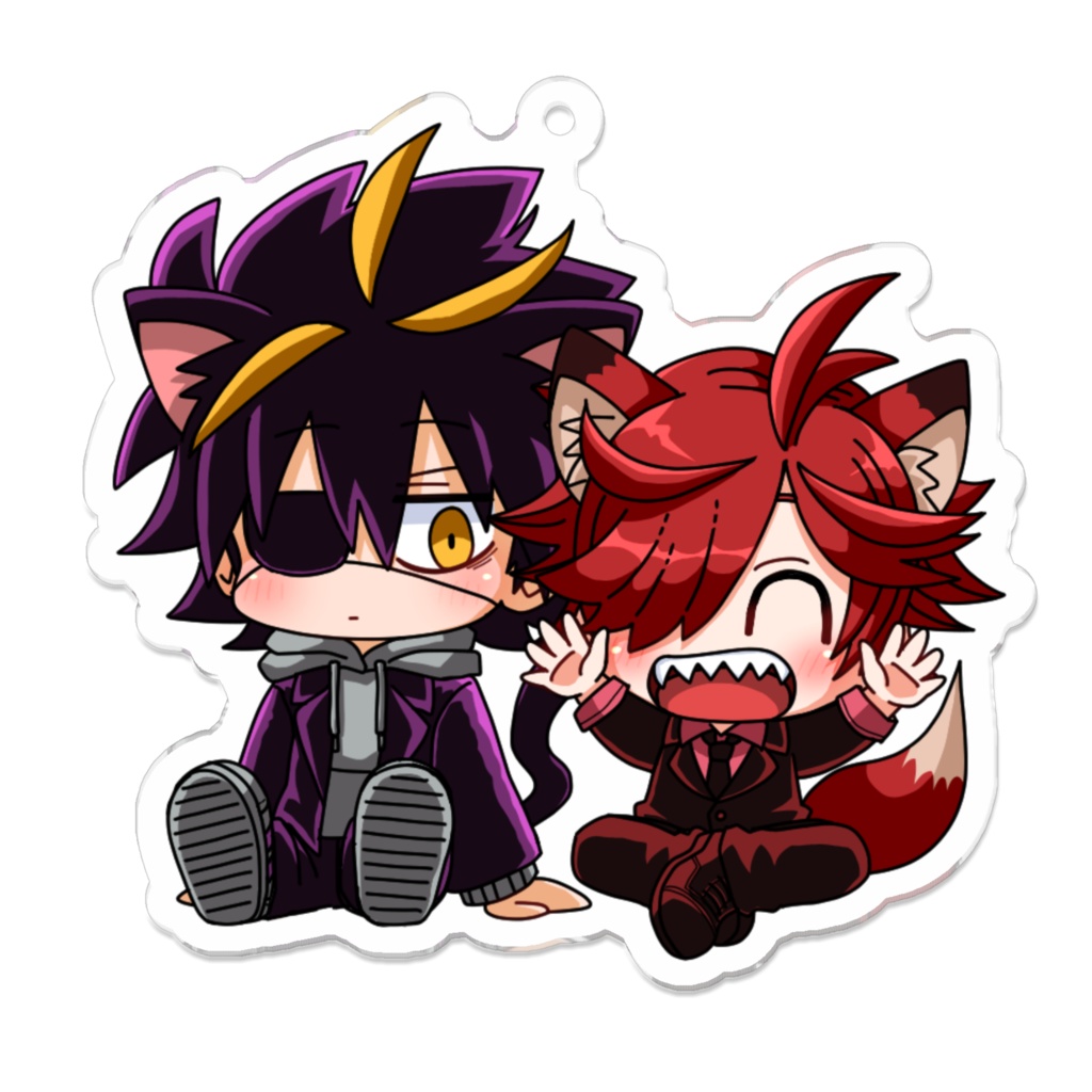 アクリルキーホルダー(70mm・コーティングあり)　シライ＆アカバ