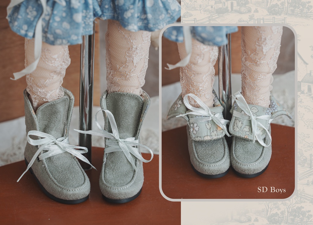 【DeeRibbon × fabriBJD】2-way花柄ショートブーツ | ドールシューズ for SD SD13 MSD MDD