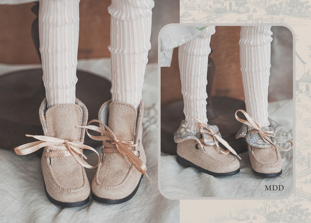 【DeeRibbon × fabriBJD】2-way花柄ショートブーツ | ドールシューズ for SD SD13 MSD MDD