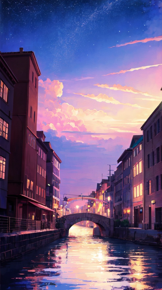 朝焼けの水路