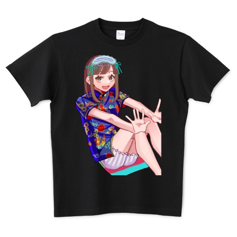 青チャイナTシャツ