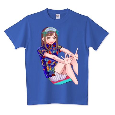 青チャイナTシャツ