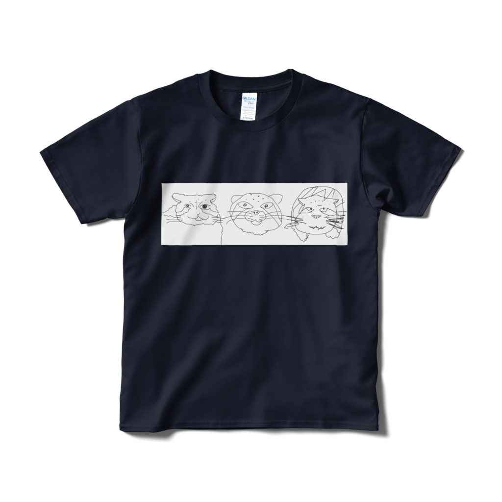 まぬるねこ(?)三銃士Tシャツ 黒&紺